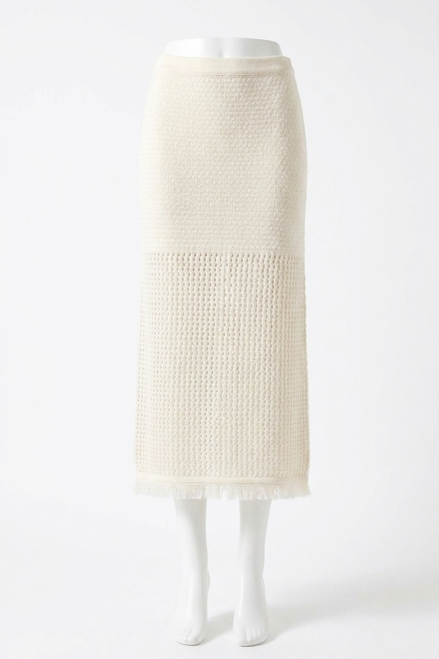 NEW VELVET BY GRAHAM & SPENCER blythe mesh cotton knit midi skirt in milk